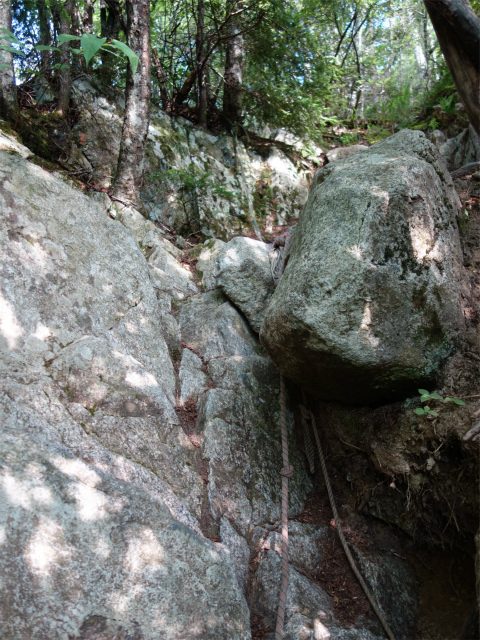 鳳凰三山（青木鉱泉～ドンドコ沢コース）登山口コースガイド ロープの岩場【登山口ナビ】