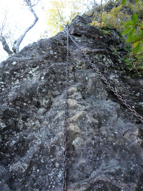 表妙義・金洞山（中ノ岳～鷹戻し～相馬岳） 登山口コースガイド 鷹戻しの鎖場中段【登山口ナビ】