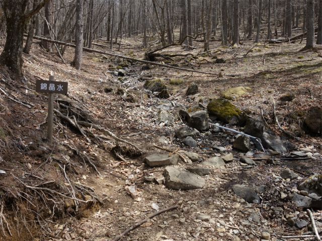 乾徳山（銀晶水・徳和コース）登山口コースガイド 銀晶水上部の水場【登山口ナビ】