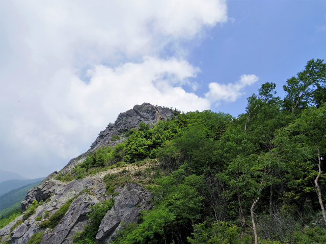 乾徳山（銀晶水・徳和コース）登山口コースガイド 露岩の展望台からの山頂【登山口ナビ】