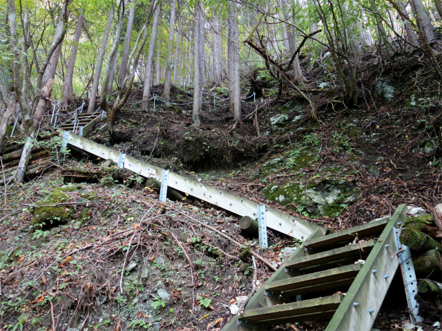 大室山（日陰沢橋～犬越路コース） 登山口コースガイド 階段【登山口ナビ】