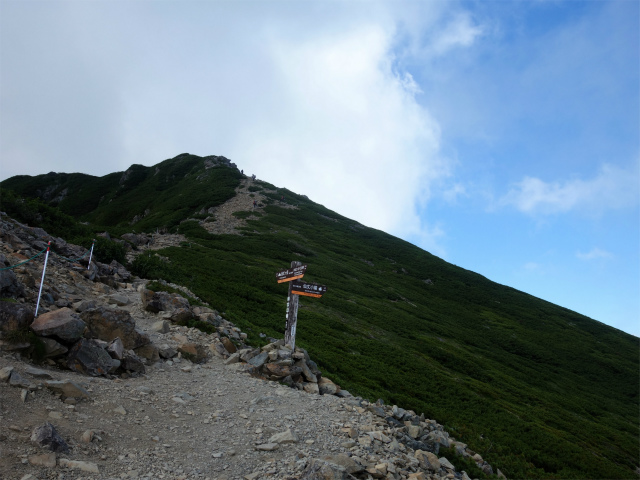 仙丈ヶ岳（北沢峠～小仙丈尾根）登山口コースガイド 九合目 仙丈小屋分岐【登山口ナビ】