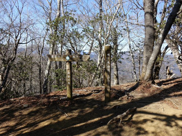 畦ヶ丸(西丹沢ビジターセンター~下棚・本棚) 登山口コースガイド 畦ヶ丸山頂標【登山口ナビ】