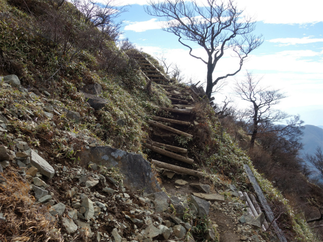 丹沢山（ユーシン～弁当沢ノ頭）登山口コースガイド 不動ノ峰の階段【登山口ナビ】