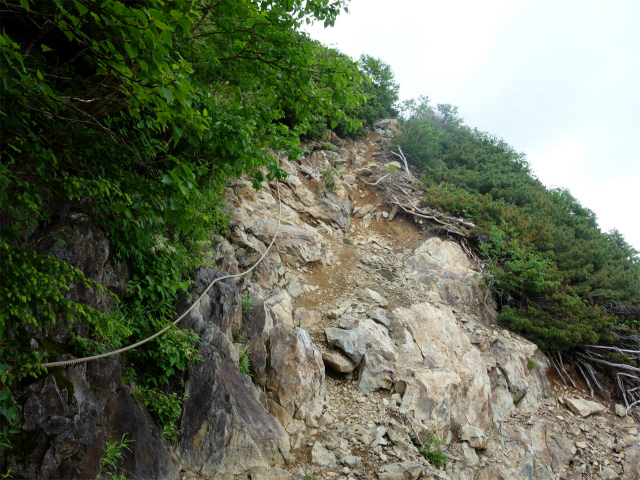 農鳥岳（奈良田～大門沢～西農鳥岳）登山口コースガイド ザレの最上部横断【登山口ナビ】