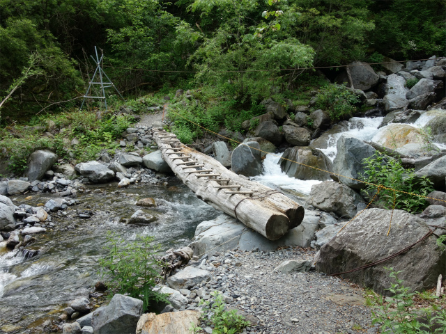 農鳥岳（奈良田～大門沢～西農鳥岳）登山口コースガイド 丸太橋【登山口ナビ】