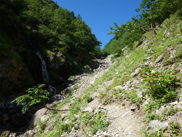 仙丈ヶ岳（藪沢重幸新道）登山口コースガイド 藪沢右岸の小滝【登山口ナビ】つ、