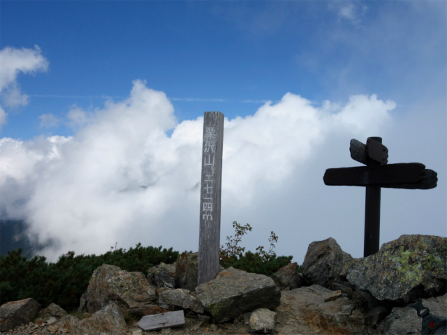 アサヨ峰（北沢峠～栗沢山）登山口コースガイド 栗沢ノ頭山頂【登山口ナビ】