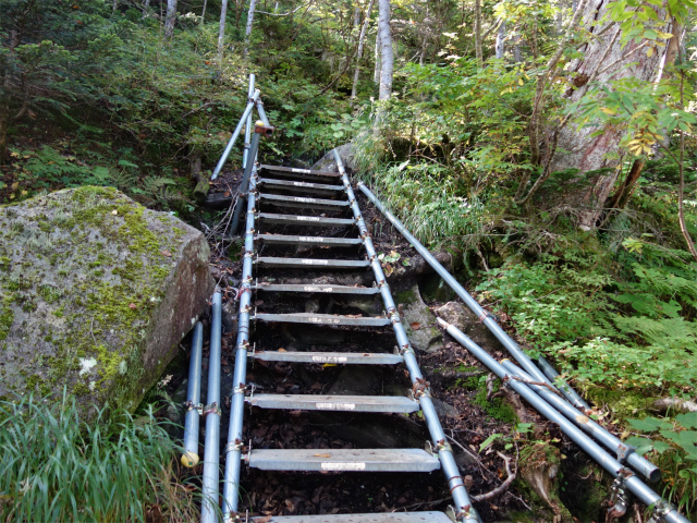 空木岳（池山尾根ルート）登山口コースガイド 鉄製の階段【登山口ナビ】