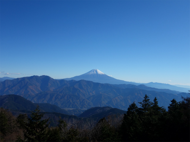 七面山（表参道）登山口コースガイド 随身門前からの富士山【登山口ナビ】