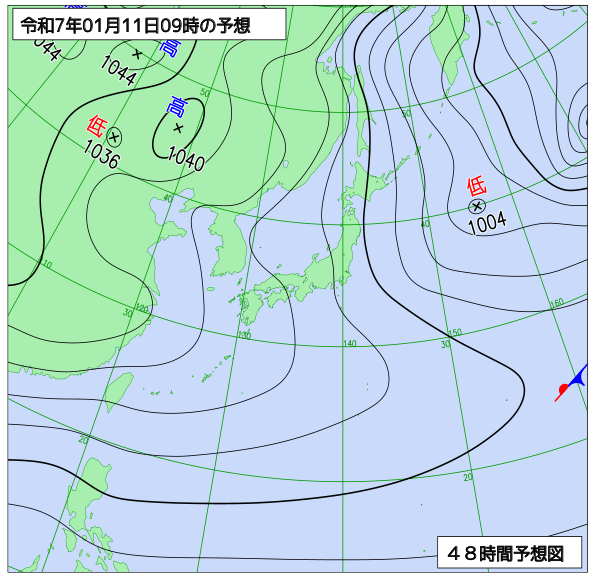 お天気コラム 2025年1月11日9時 地上予想天気図【登山口ナビ】