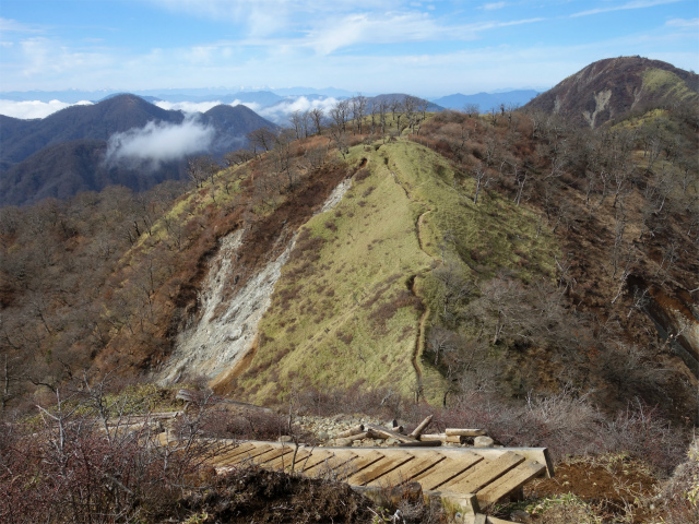 蛭ヶ岳(塩水林道~堂平~丹沢山)登山口コースガイド 不動ノ峰山頂直下の階段【登山口ナビ】