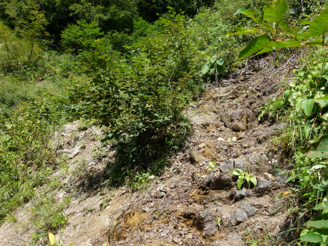 燕岳(中房登山口~東沢乗越)登山口コースガイド 源頭のガレ場【登山口ナビ】