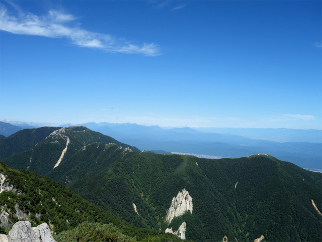 燕岳（中房登山口～合戦尾根）登山口コースガイド 山頂から餓鬼岳の眺望【登山口ナビ】