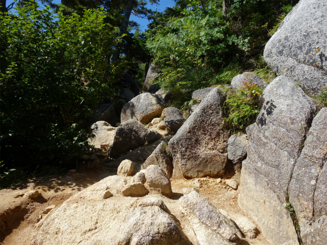 燕岳（中房登山口～合戦尾根）登山口コースガイド 大きな岩【登山口ナビ】