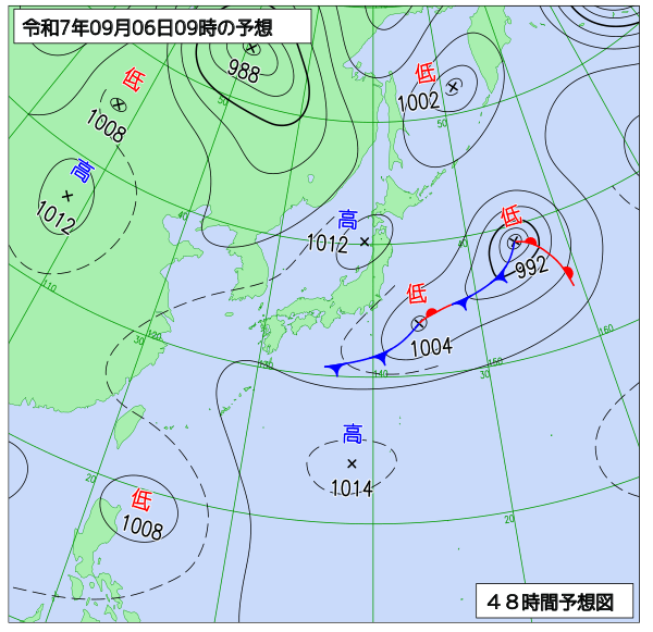 お天気コラム 2025年9月6日9時 地上予想天気図【登山口ナビ】