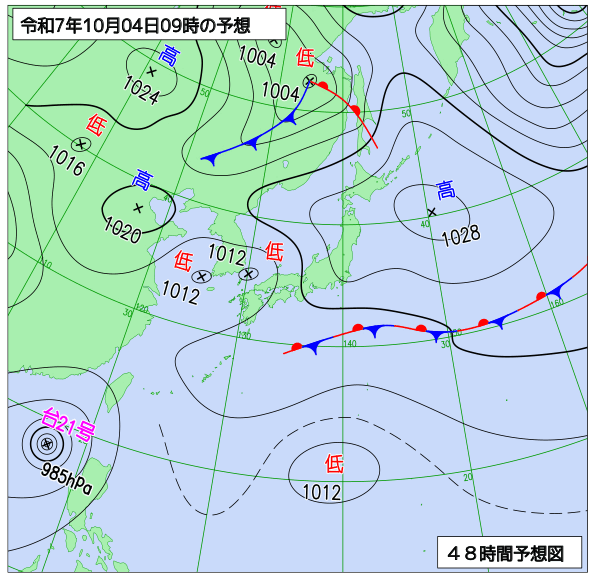 お天気コラム 2025年10月4日9時 地上予想天気図【登山口ナビ】