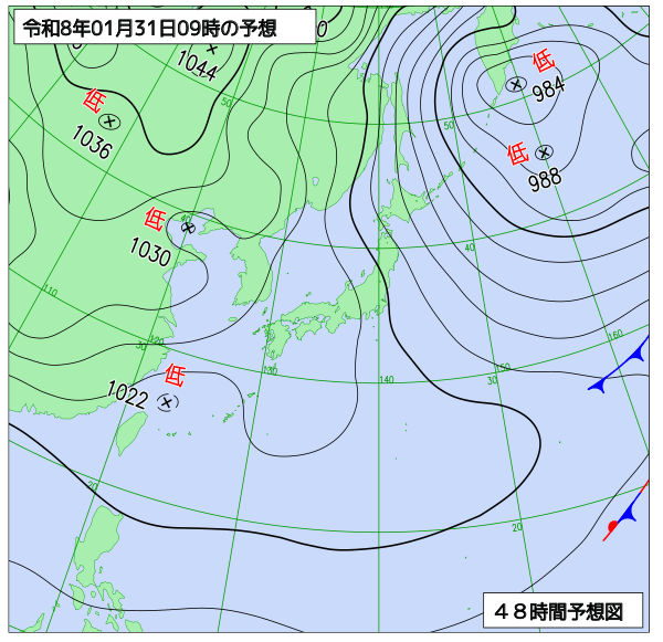 お天気コラム 2026年1月31日9時 地上予想天気図【登山口ナビ】