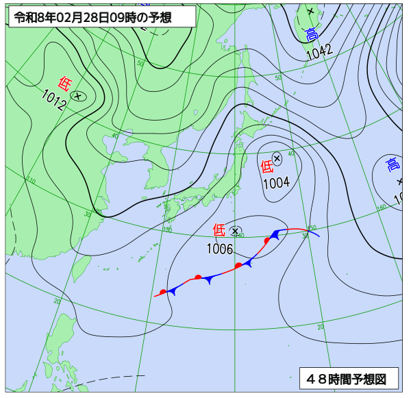 お天気コラム 2026年2月28日9時 地上予想天気図【登山口ナビ】